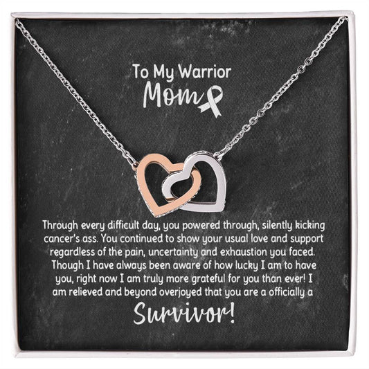 Warrior Mom Survivor Necklace Interlocking Hearts Necklace