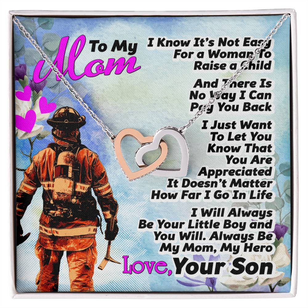 Firefighter'S Mom - Interlocking Heart Necklace Interlocking Hearts Necklace