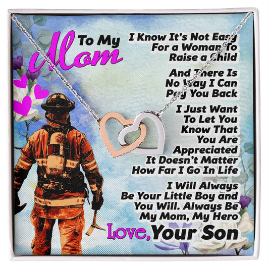 Firefighter'S Mom - Interlocking Heart Necklace Interlocking Hearts Necklace