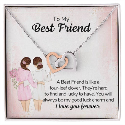 A Best Friend Is Like A Four-Leaf Clover - Necklace Interlocking Hearts Necklace