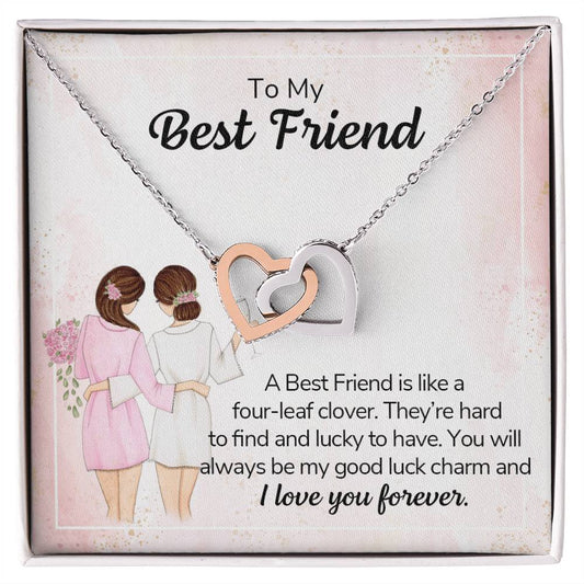 A Best Friend Is Like A Four-Leaf Clover - Necklace Interlocking Hearts Necklace