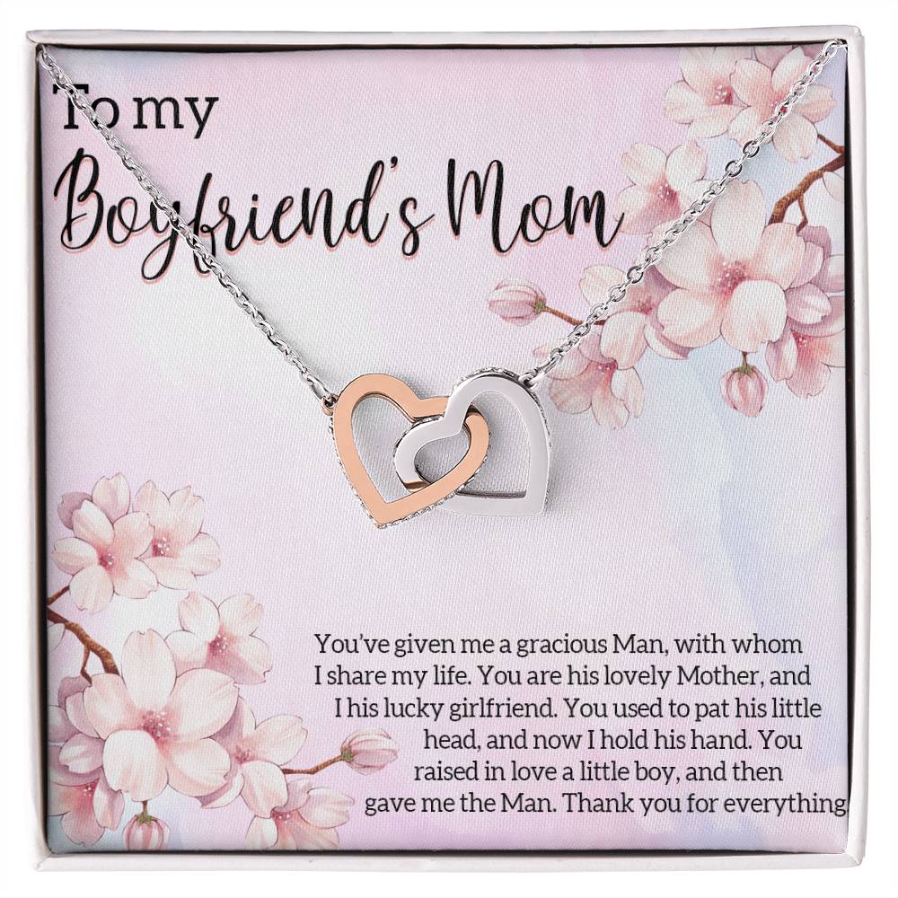 Boyfriends Mom Gift Necklace For Boyfriend Mom Boyfriends Mom Necklace With Message Card Jewelry Birthday Gift Boyfriend Mom Gifts Interlocking Hearts Necklace