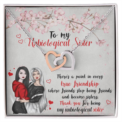 Unbiological Sister Gift-Inter Locking Necklace For Unbiological Sister-Sister Gift Idea-Best Friend Necklace Gift Idea Interlocking Hearts Necklace