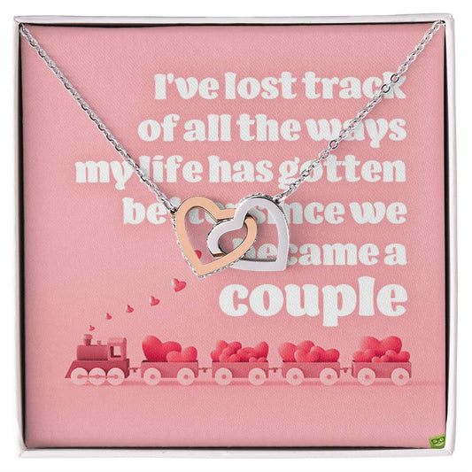 For My Loving Girlfriend Interlocking Hearts Necklace