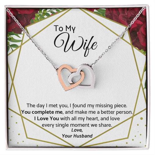 To My Wife - Premium Necklace Interlocking Hearts Necklace