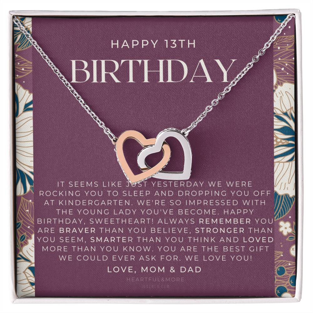 Gift For 13 Year Old Girl Gifts 13Th Birthday Girl 13Th Birthday Gift Thirteenth Birthday Necklace Teen Birthday Gift Official Teenager Interlocking Hearts Necklace