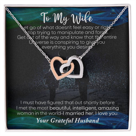 To My Wife Necklace Gift For Wife Necklace For Wife Birthday Gift For Wife Anniversary Gift For Wife Wife Christmas Gift From Husband Interlocking Hearts Necklace