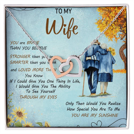 To My Wife Interlocking Hearts Necklace Message Card