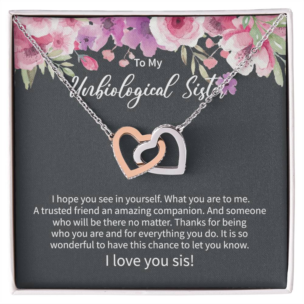 Unbiological Sister Gift Ideas Unbiological Sister Necklaces Unbiological Sister Gift From Step Brother 2021 Interlocking Hearts Necklace