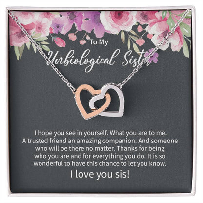 Unbiological Sister Gift Ideas Unbiological Sister Necklaces Unbiological Sister Gift From Step Brother 2021 Interlocking Hearts Necklace