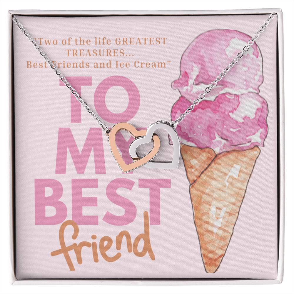 Best Friends And Ice Cream Interlocking Hearts Necklace