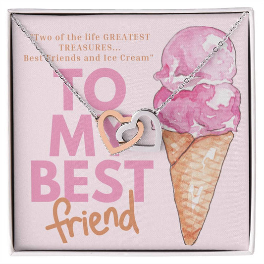 Best Friends And Ice Cream Interlocking Hearts Necklace