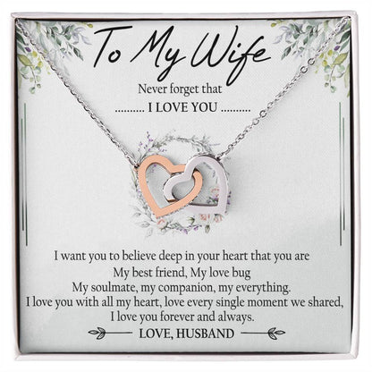 To My Wife Interlocking Hearts Necklace Message Card