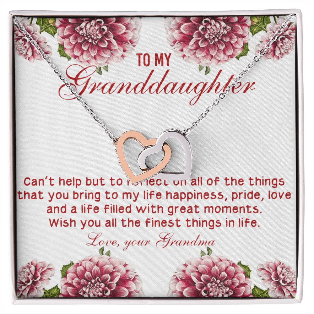 Wish You All The Finest Things In Life - Best Gift For Granddaughter Interlocking Hearts Necklace