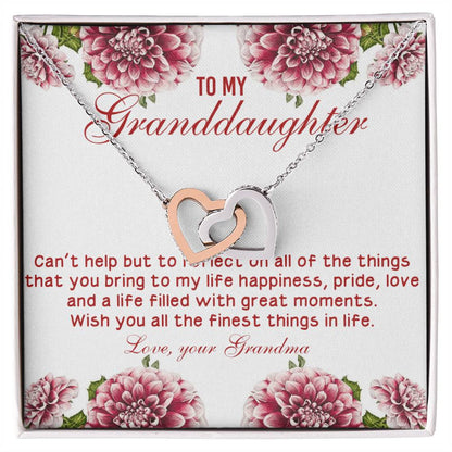 Wish You All The Finest Things In Life - Best Gift For Granddaughter Interlocking Hearts Necklace