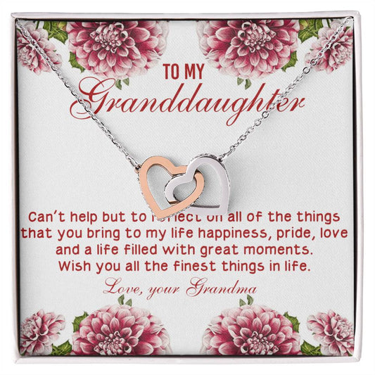 Wish You All The Finest Things In Life - Best Gift For Granddaughter Interlocking Hearts Necklace