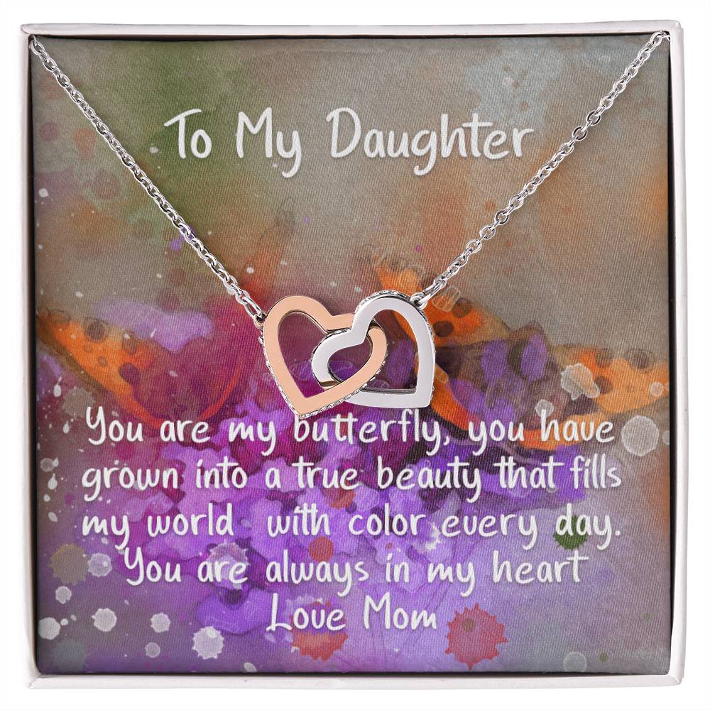 Daughter Butterfly - Hearts Necklace Interlocking Hearts Necklace