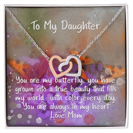 Daughter Butterfly - Hearts Necklace Interlocking Hearts Necklace