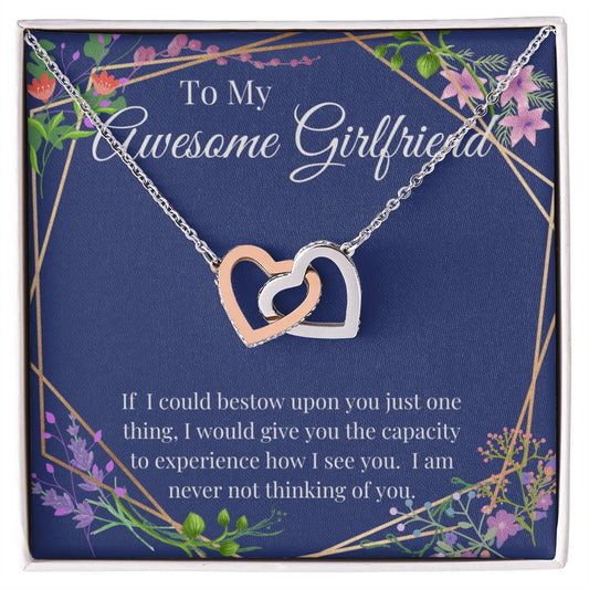 Awesome Girlfriend Interlocking Hearts Necklace Gift