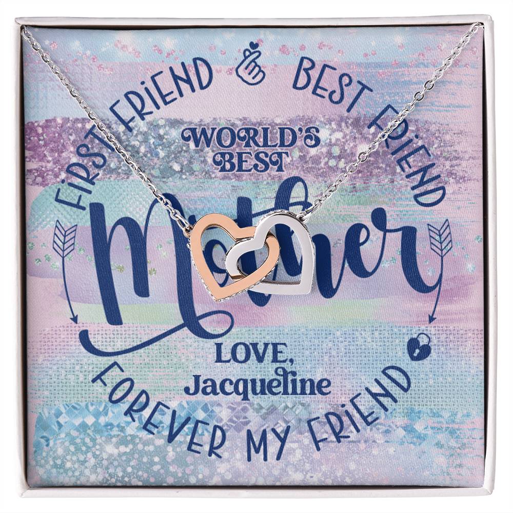 First Friend Best Friend Forever Friend World'S Best Mother Interlocking Hearts Necklace