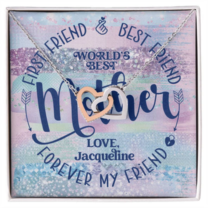 First Friend Best Friend Forever Friend World'S Best Mother Interlocking Hearts Necklace