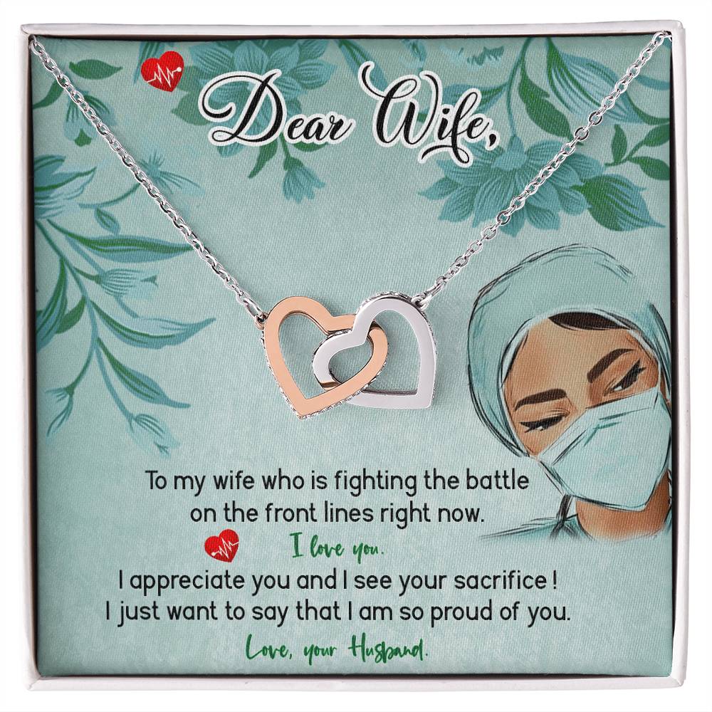 Amazing Front Line Wife Interlocking Hearts Necklace