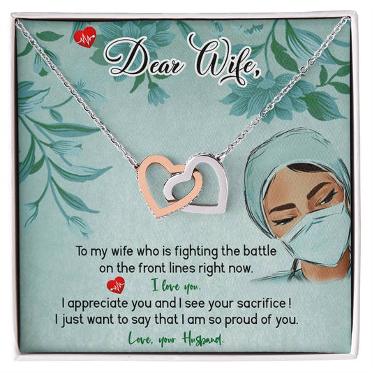 Amazing Front Line Wife Interlocking Hearts Necklace