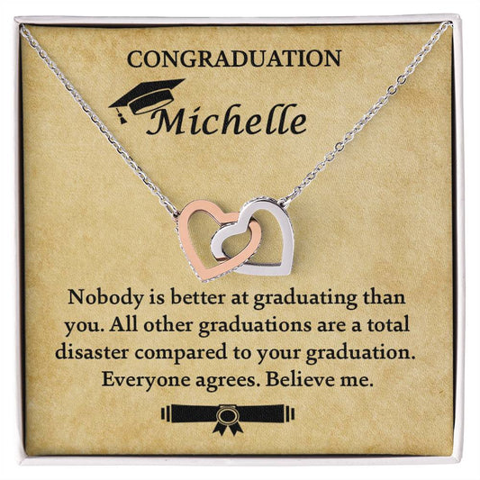 Funny Graduation Gift - Necklace Interlocking Hearts Necklace