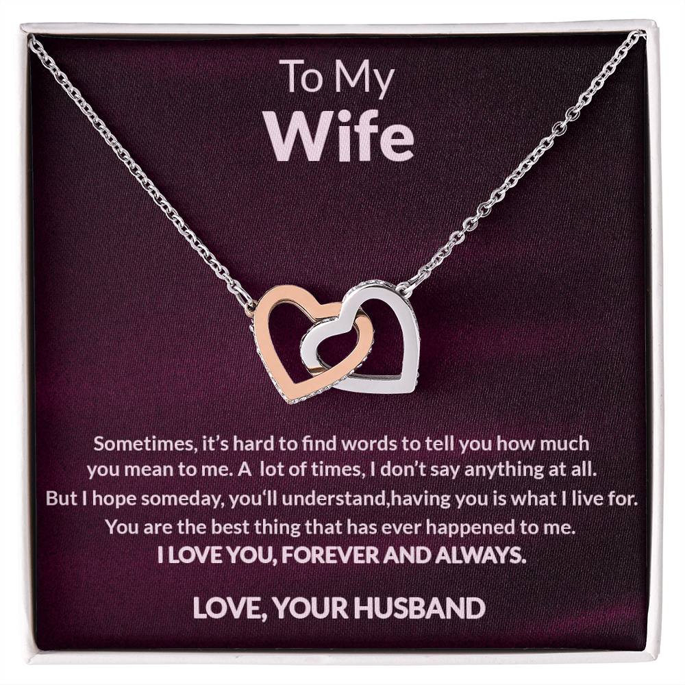 To My Wife Interlocking Heart Necklace Anniversary Gift For Wife Christmas Gift For Wife Interlocking Hearts Necklace