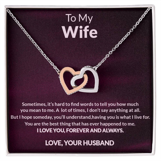 To My Wife Interlocking Heart Necklace Anniversary Gift For Wife Christmas Gift For Wife Interlocking Hearts Necklace