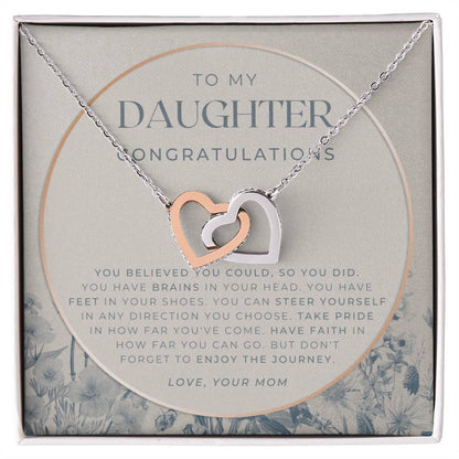 Daughter Graduation Gift Necklace For Her College Graduation Gift For Her High School Senior Graduation Class Of Interlocking Hearts Necklace