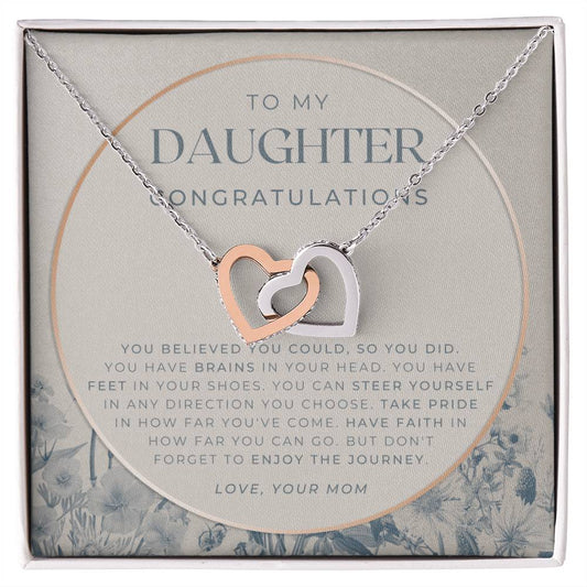 Daughter Graduation Gift Necklace For Her College Graduation Gift For Her High School Senior Graduation Class Of Interlocking Hearts Necklace