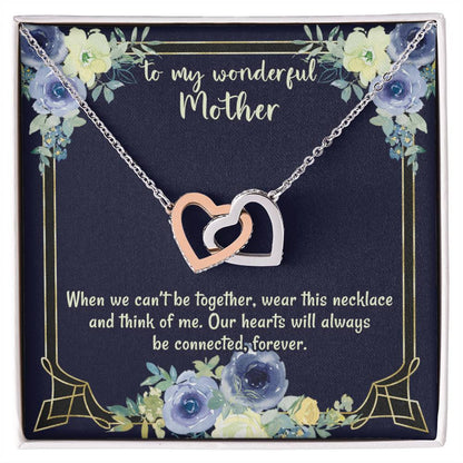 To My Wonderful Mother Our Hearts Will Always Be Connected Necklace Gift For Mom From Daughter Gift From Son Birthday Gift Mother'S Day Christmas Gift Celebration Interlocking Hearts Necklace