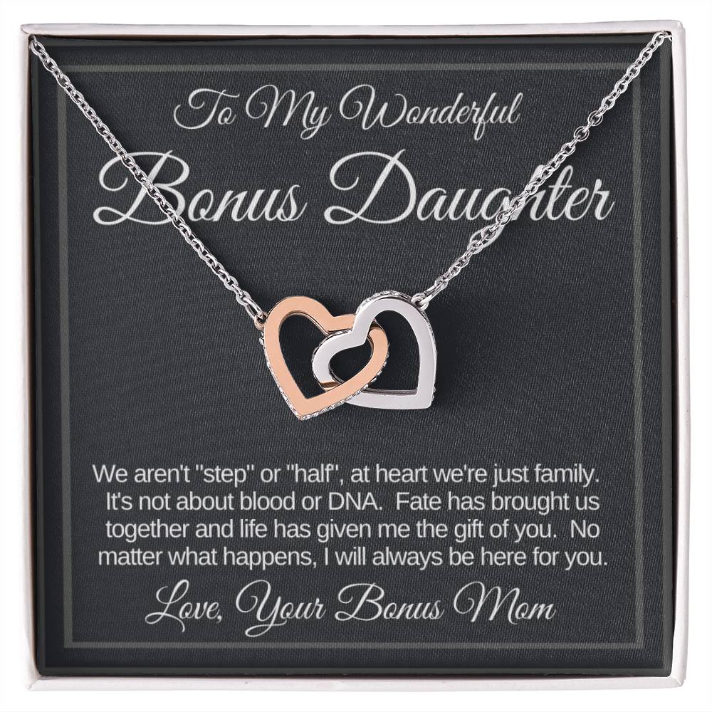 Bonus Daughter Linked Hearts Necklace Gift From Bonus Mom Interlocking Hearts Necklace