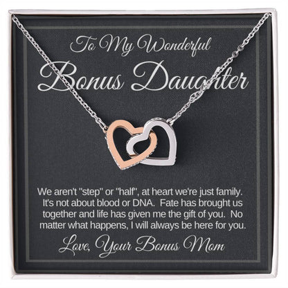 Bonus Daughter Linked Hearts Necklace Gift From Bonus Mom Interlocking Hearts Necklace