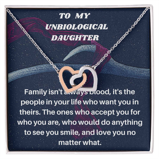 Unbiological Daughter Gift Step Daughter Gift Stepdaughter Necklace Daughter Jewelry Birthday Gift Interlocking Hearts Necklace