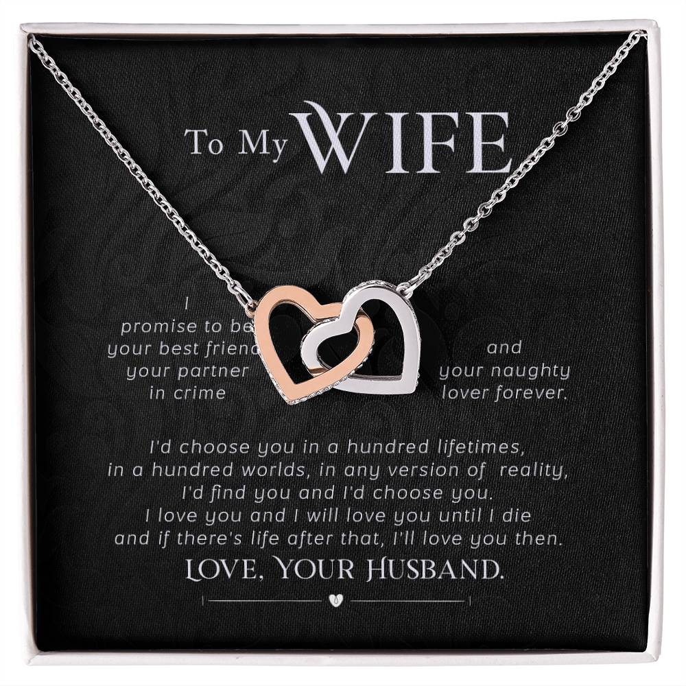 To My Wife Interlocking Hearts Necklace