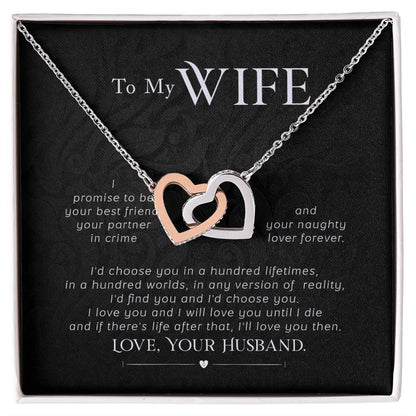 To My Wife Interlocking Hearts Necklace
