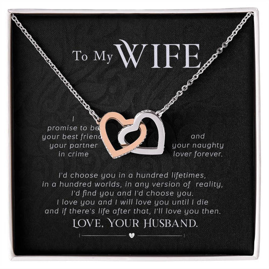 To My Wife Interlocking Hearts Necklace