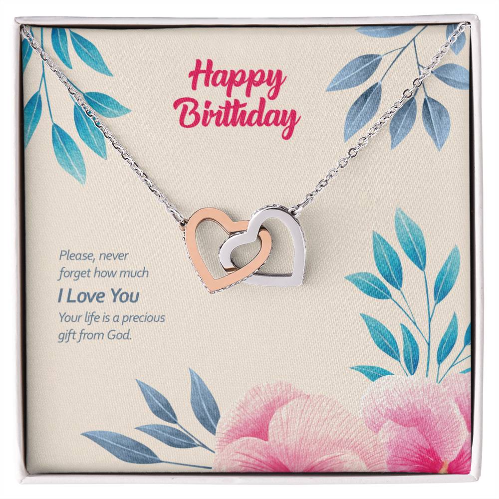 Birthday Edition Your Life Is A Precious Gift From God - Interlocking Hearts Necklace