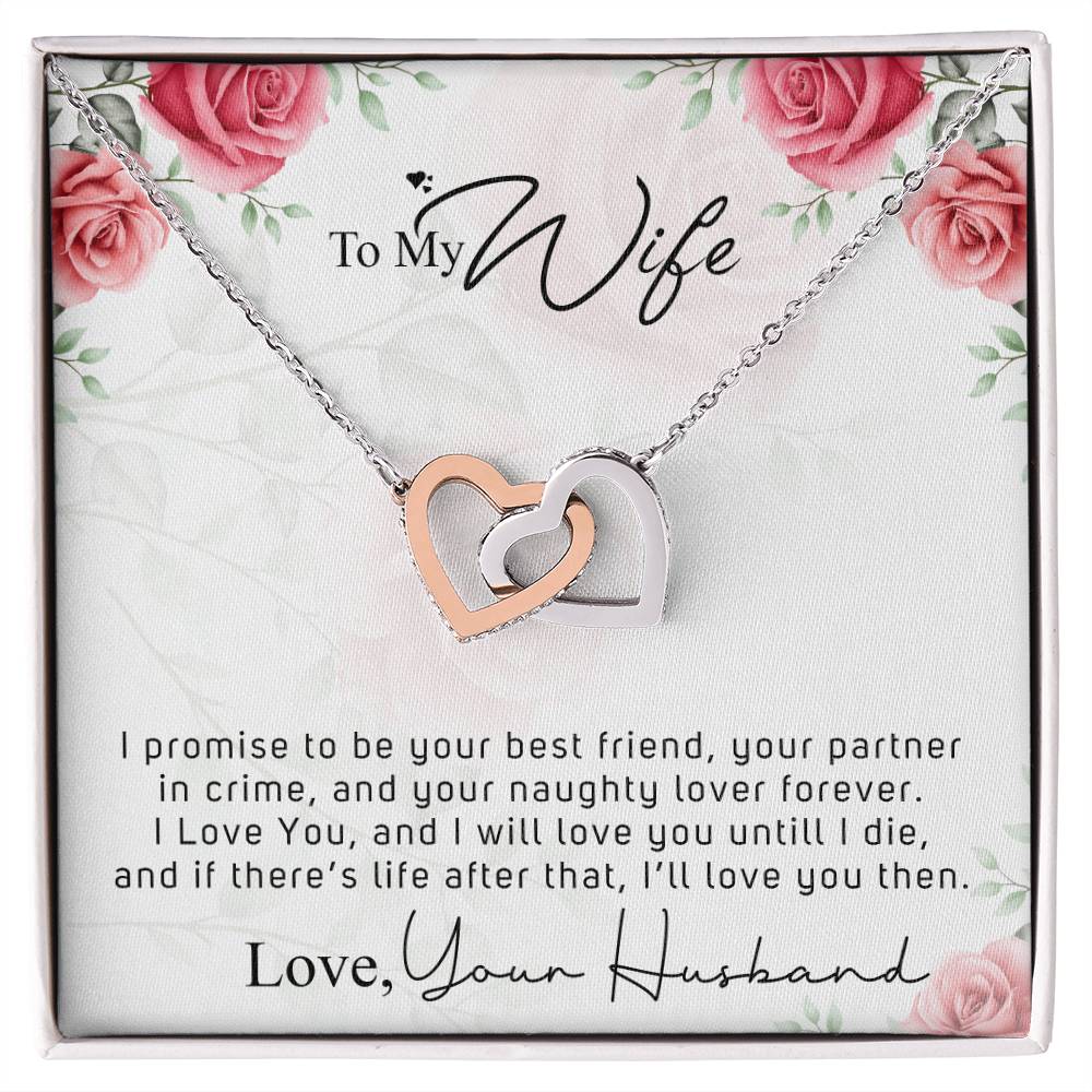 To My Wife - Your Naughty Lover Interlocking Hearts Necklace