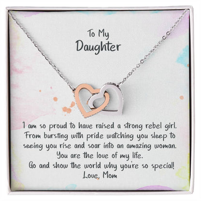 Daughter My Rebel Girl - Hearts Necklace Interlocking Hearts Necklace