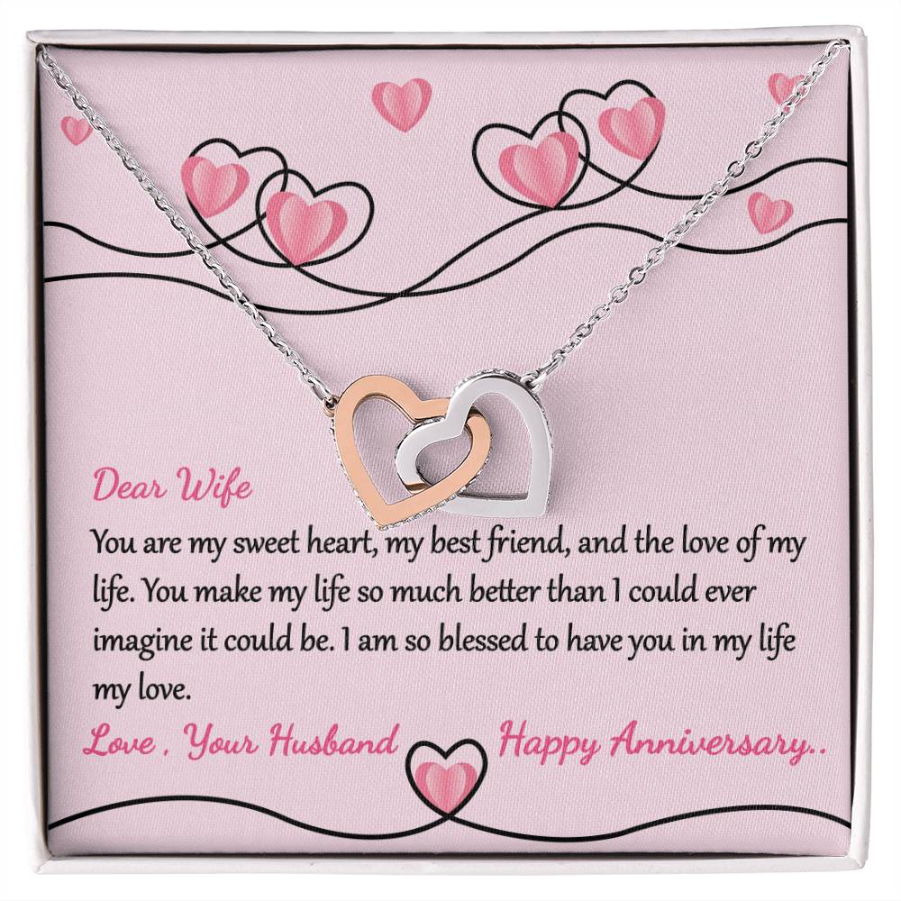 Anniversary Gift For Lovely Wife Interlocking Hearts Necklace
