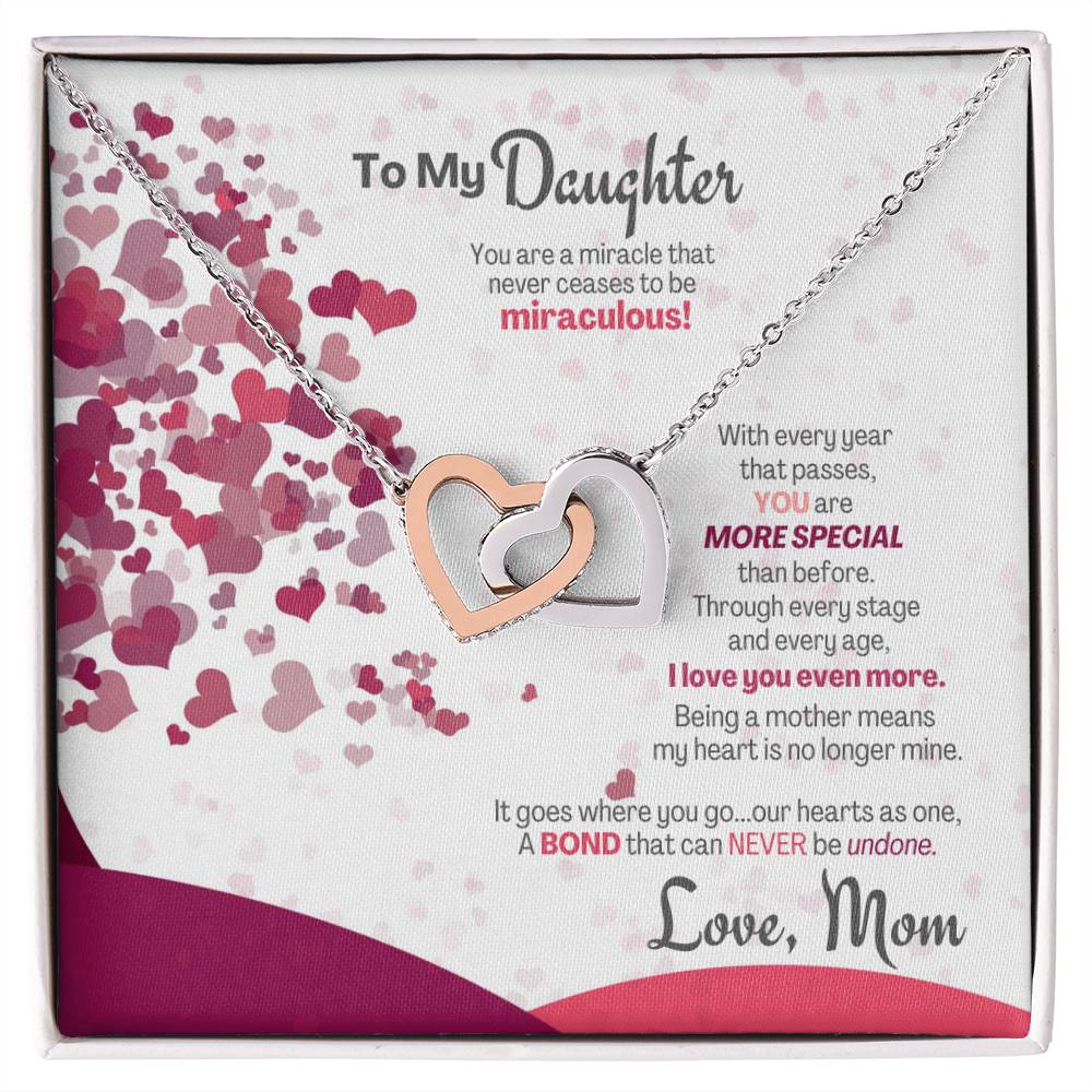 A Bond That Can Never Be Undone - Interlocking Hearts Necklace Gift For Daughter From Mom