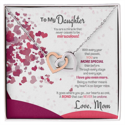 A Bond That Can Never Be Undone - Interlocking Hearts Necklace Gift For Daughter From Mom