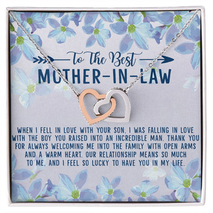 To The Best Mother-In-Law Interlocking Hearts Necklace
