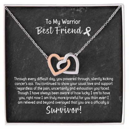 Best Friend Cancer Survivor Gift Interlocking Hearts Necklace