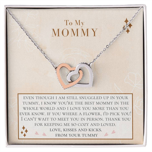 Christmas Gift From Bump Expecting Mom Gift From Tummy Mom To Be Necklace From Baby Bump Personalized Gifts For Pregnant Women Interlocking Hearts Necklace