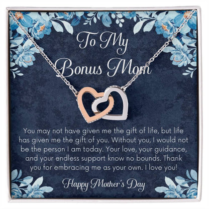 Bonus Mom Necklace Mothers Day Gift Daughterson To Mom Gift Unique Bonus Mom Gift Step Mom Gift Stepmom Gift On Mothers Day Interlocking Hearts Necklace