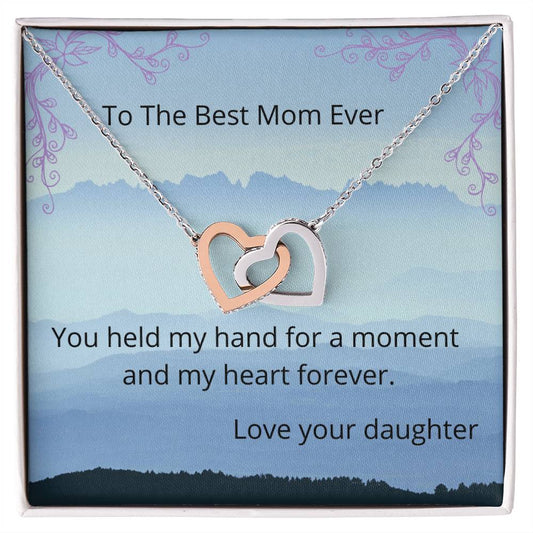 Best Mom Ever Two Hearts Necklace Interlocking Hearts Necklace